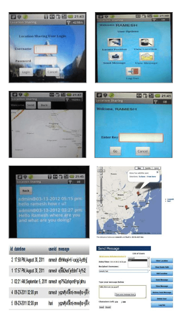 Design of Secure Location and Message Sharing System for Android Platform